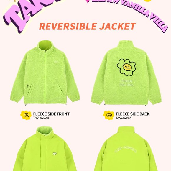 Taka Hayashi TAKA Original daisy floral fleece reversible jacket NEW! With Tags - Picture 8 of 10